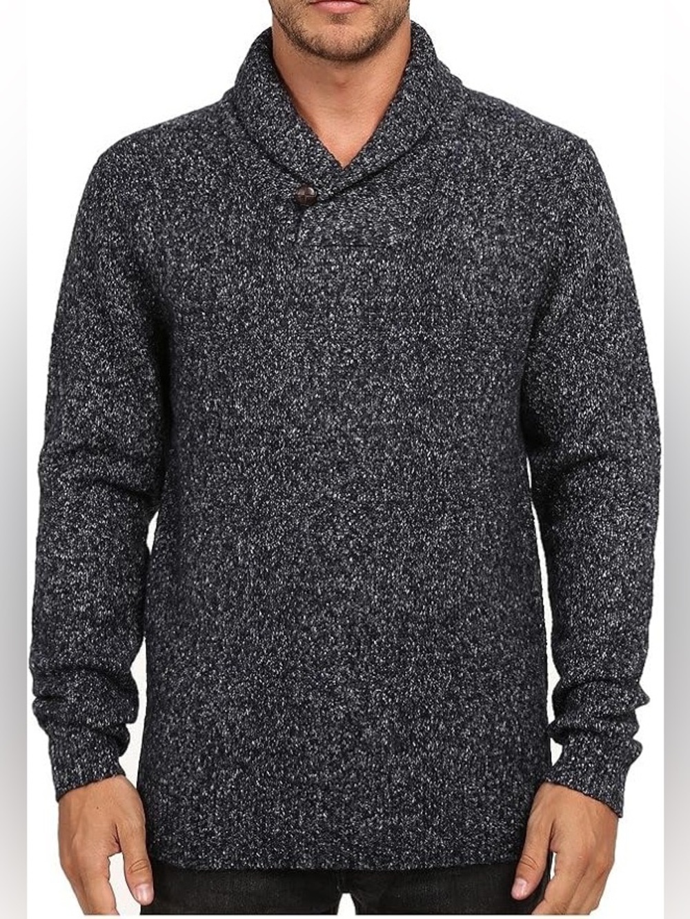 French Connection Men’s Large Blue Gray Wool Blend cowl-neck Pullover Sweater C